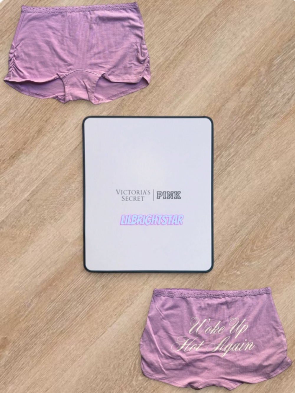 🔥 “Woke Up Hot Again” Y2K Dorm Boyshorts PINK Victoria’s Secret NWT